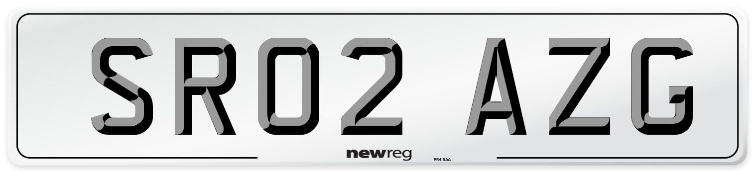 SR02 AZG Number Plate from New Reg